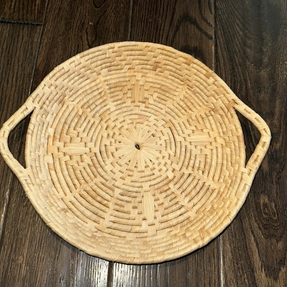 Natural Woven Basket Tray set